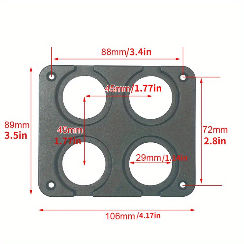Car USB Charger with Voltmeter Panel Marine Cigarette Lighter Socket Mount