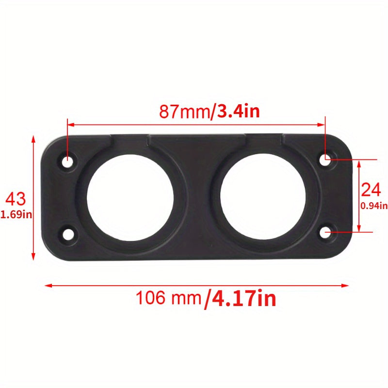 Car USB Charger with Voltmeter Panel Marine Cigarette Lighter Socket Mount