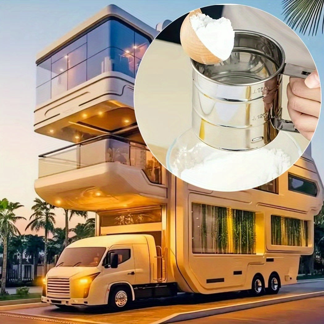 Stainless Steel Handheld Flour Sifter Semi-Automatic Kitchen Tool for Baking