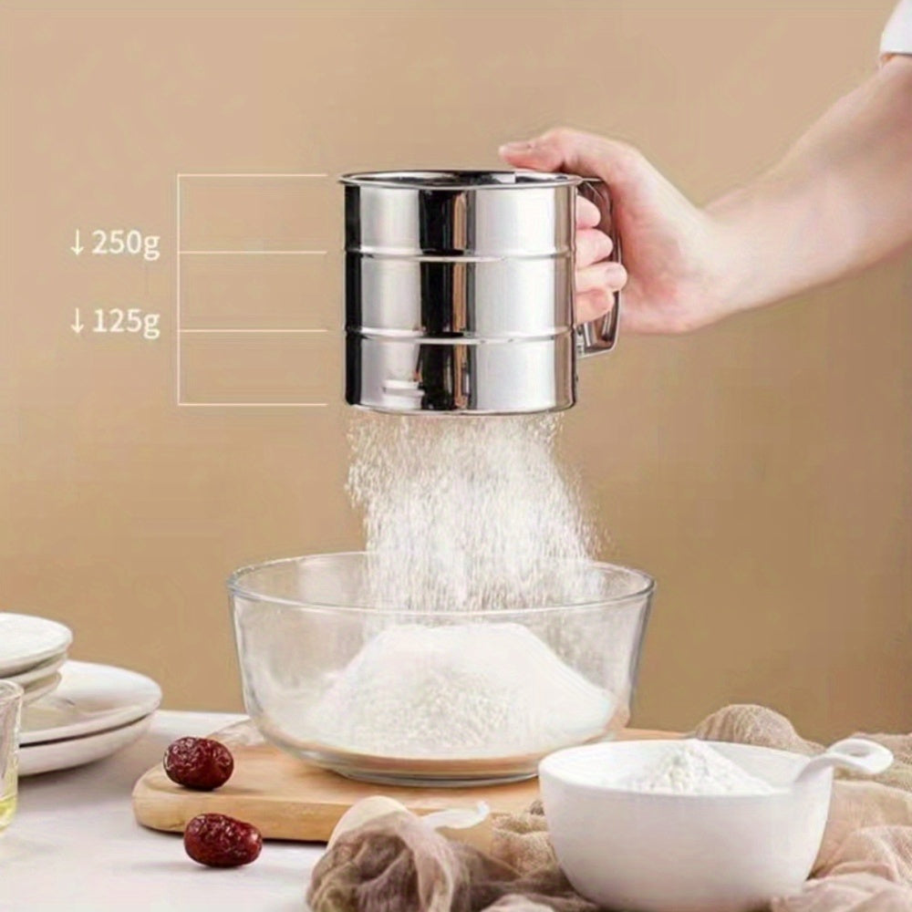 Stainless Steel Handheld Flour Sifter Semi-Automatic Kitchen Tool for Baking