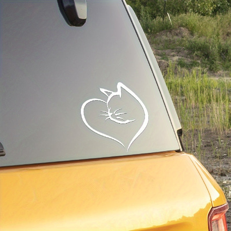 Yorug‘lovchi mushuk va yurak PVC avtomobil stikerlari, suv o'tkazmaydigan, avtomobil tashqi bezaklari