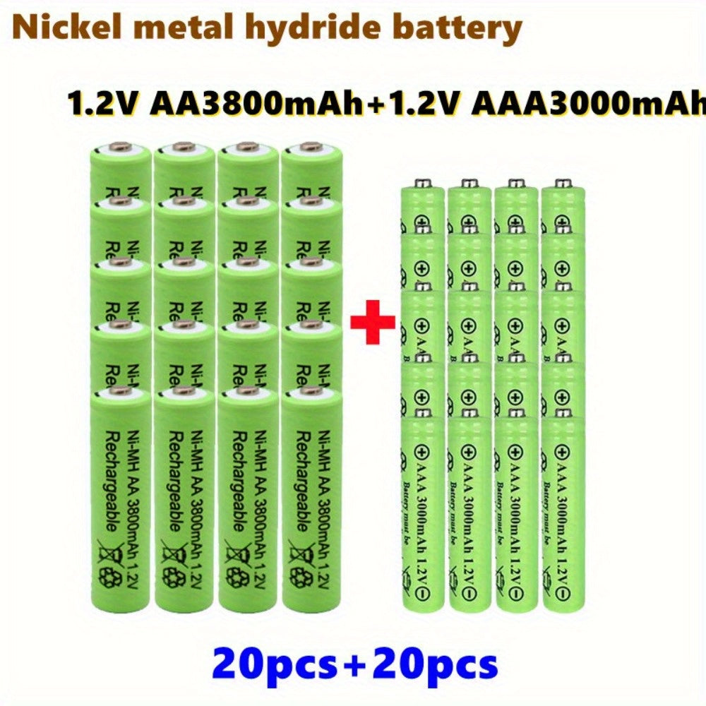 Rechargeable AA and AAA Batteries 1.2V 3800mAh/3000mAh NiMH Long-Lasting Power
