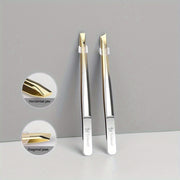 Unisex Stainless Steel Tweezer Set for Hair and Eyebrows, Horizontal or Diagonal Jaws