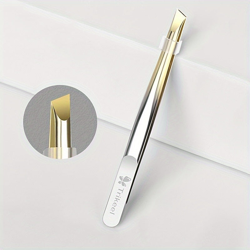 Unisex Stainless Steel Tweezer Set for Hair and Eyebrows, Horizontal or Diagonal Jaws