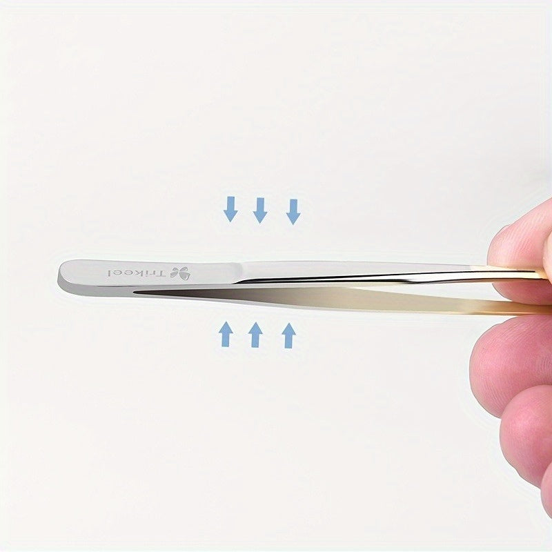 Unisex Stainless Steel Tweezer Set for Hair and Eyebrows, Horizontal or Diagonal Jaws