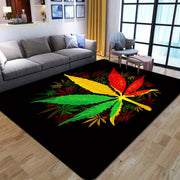 Alfombra de área con estampado de hoja psicodélica, suave y peluda, resistente a manchas, antideslizante, decoración para dormitorio