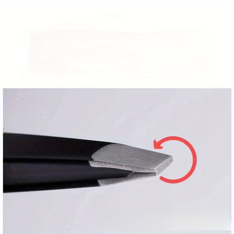 Pinzas de cejas de metal unisex con punta plana y en ángulo para el cuidado de cejas o barba
