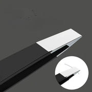 Pinzas de cejas de metal unisex con punta plana y en ángulo para el cuidado de cejas o barba