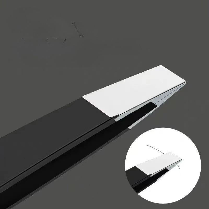 Pinzas de cejas de metal unisex con punta plana y en ángulo para el cuidado de cejas o barba