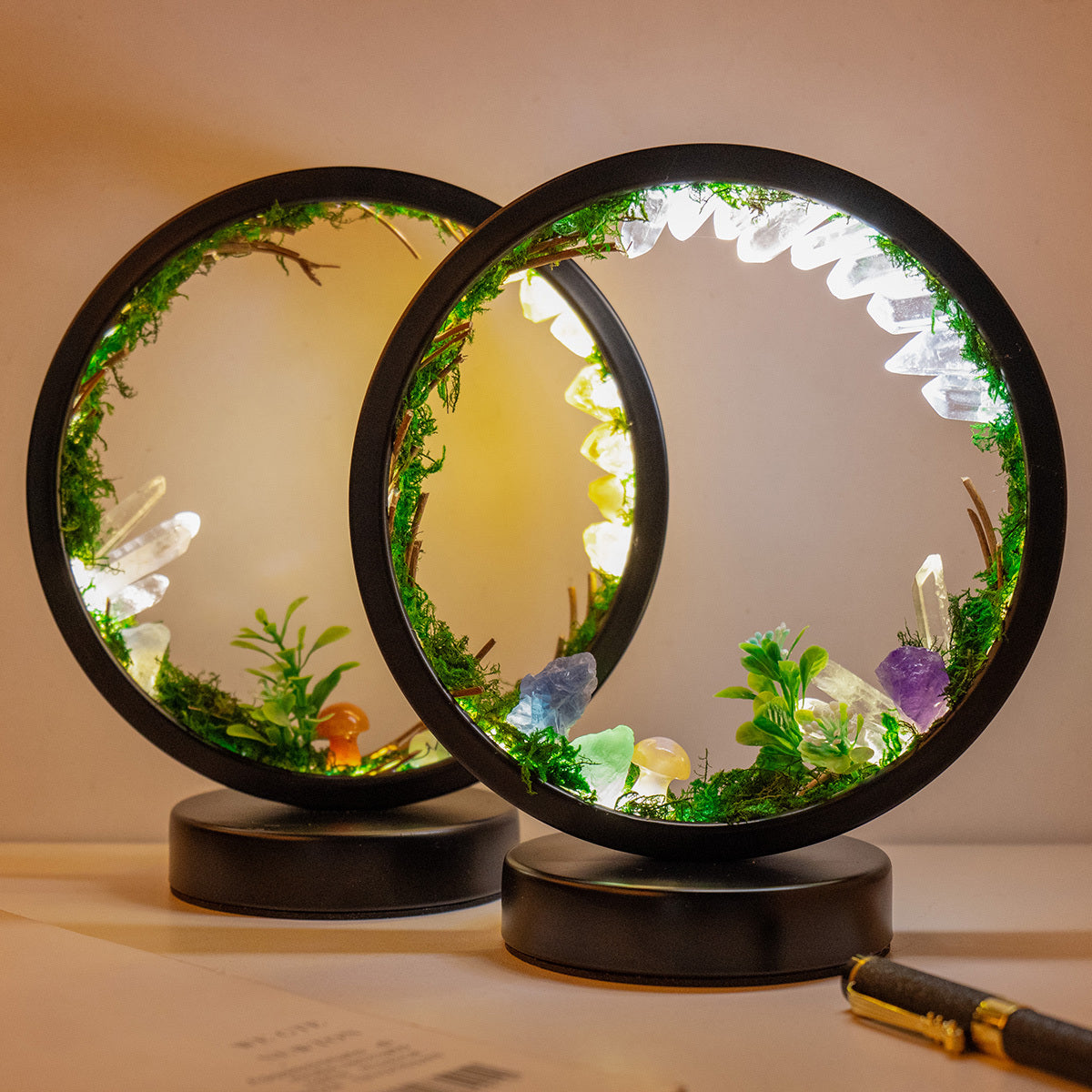 Rechargeable Quartz Forest Nightlight for Bedside Desk Decor