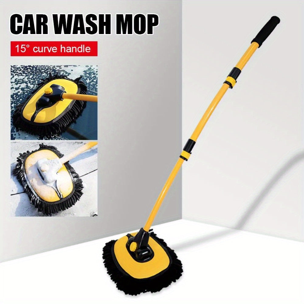 Yellow Car Wash Brush Telescoping Long Handle Cleaning Mop Kit