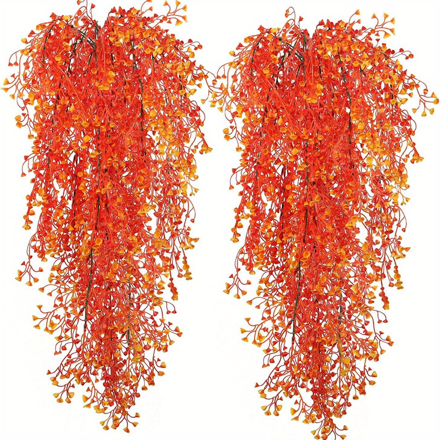 2pcs Autumn Artificial Vine Ferns Hanging Plants for Fall Decor and Scene Setting
