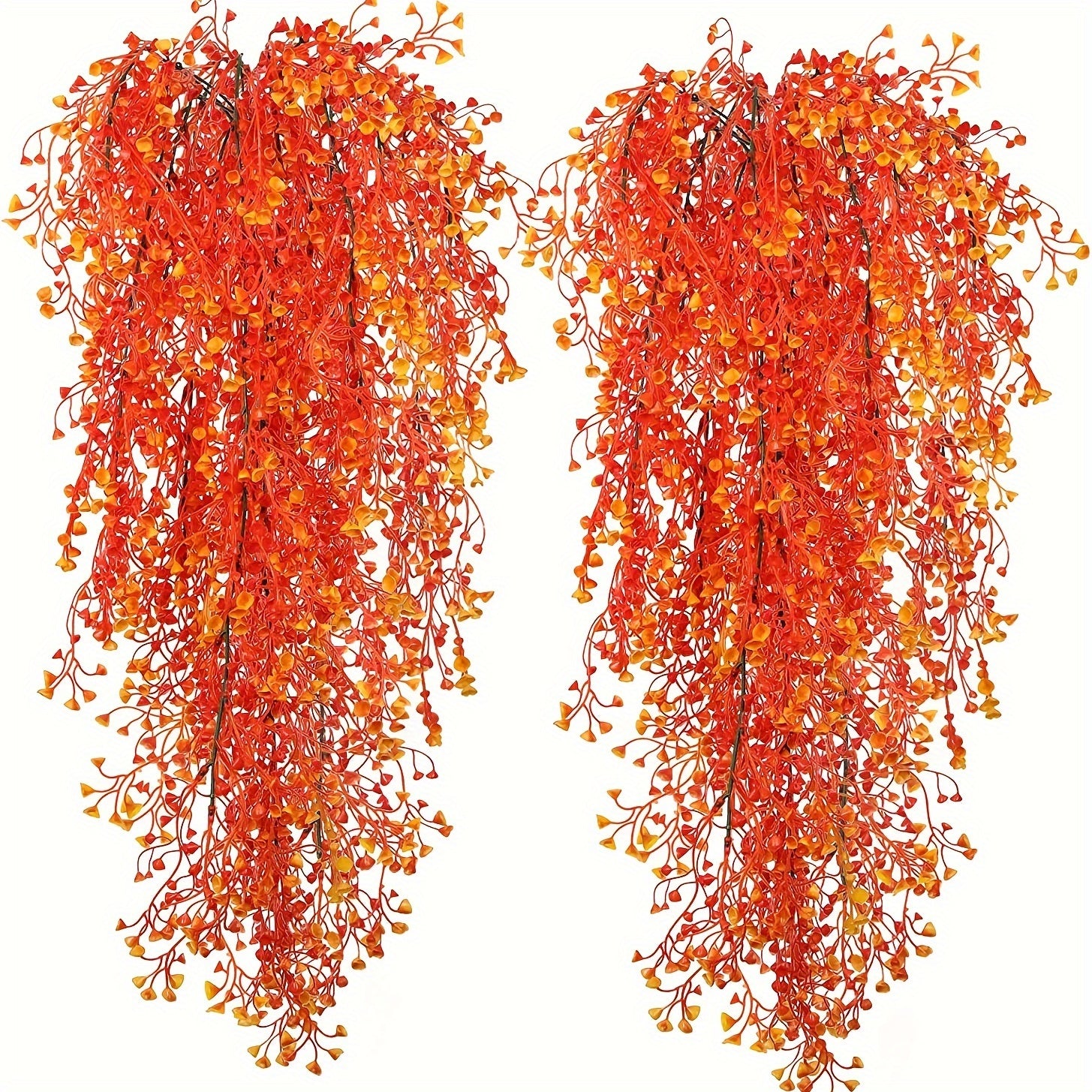 2pcs Autumn Artificial Vine Ferns Hanging Plants for Fall Decor and Scene Setting
