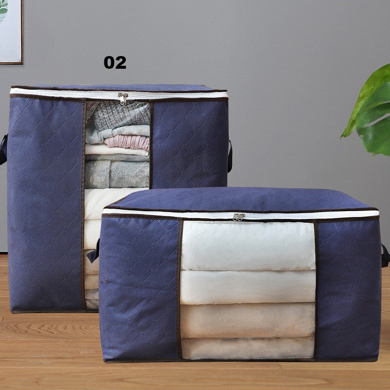 Foldable Storage Bag for Clothing Bedding Linens Reinforced Handles Zipper Transparent Window
