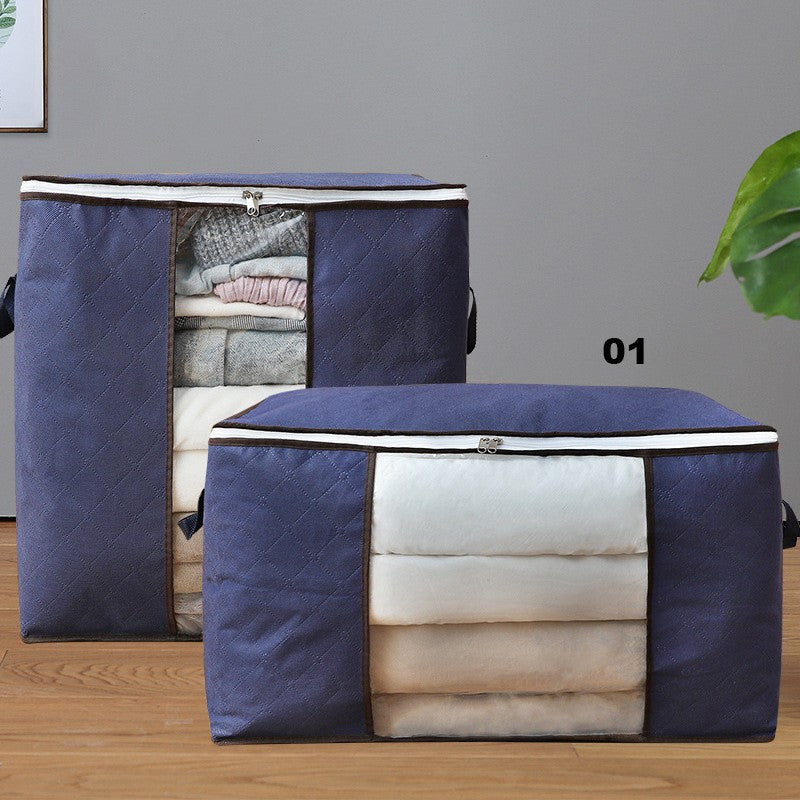 Foldable Storage Bag for Clothing Bedding Linens Reinforced Handles Zipper Transparent Window
