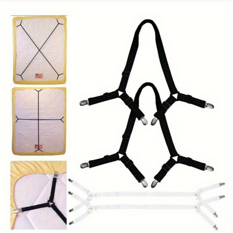 Adjustable Bed Sheet Holder with 12 Clips Non-Slip Elastic Grippers for Mattresses