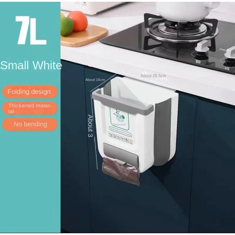 Cubo de basura de pared para cocina o baño con tapa y diseño compacto