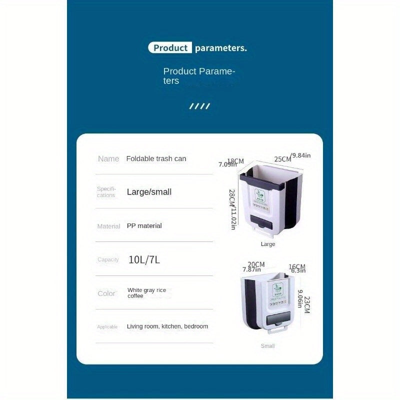 Cubo de basura de pared para cocina o baño con tapa y diseño compacto