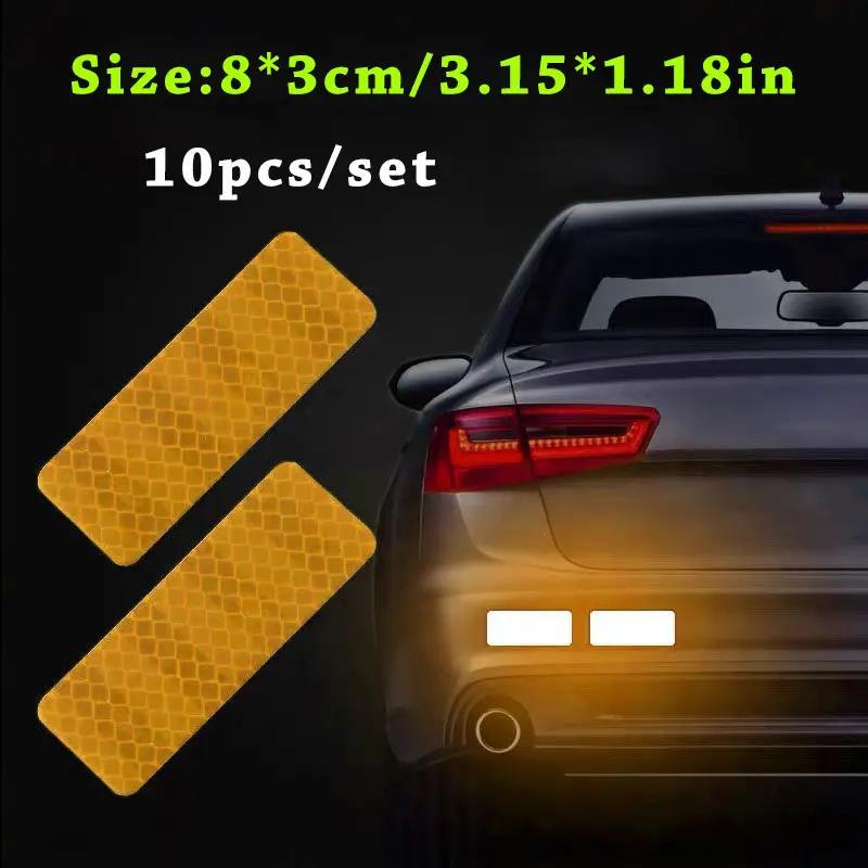 10Pcs Car Bumper Reflective Safety Strips Stickers Night Visibility