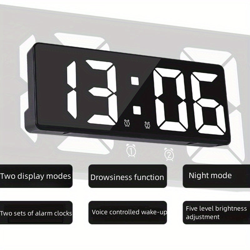 Digital LED Alarm Clock with Temperature Display 12/24 Hour Snooze USB or AAA Power for Bedroom Living Room