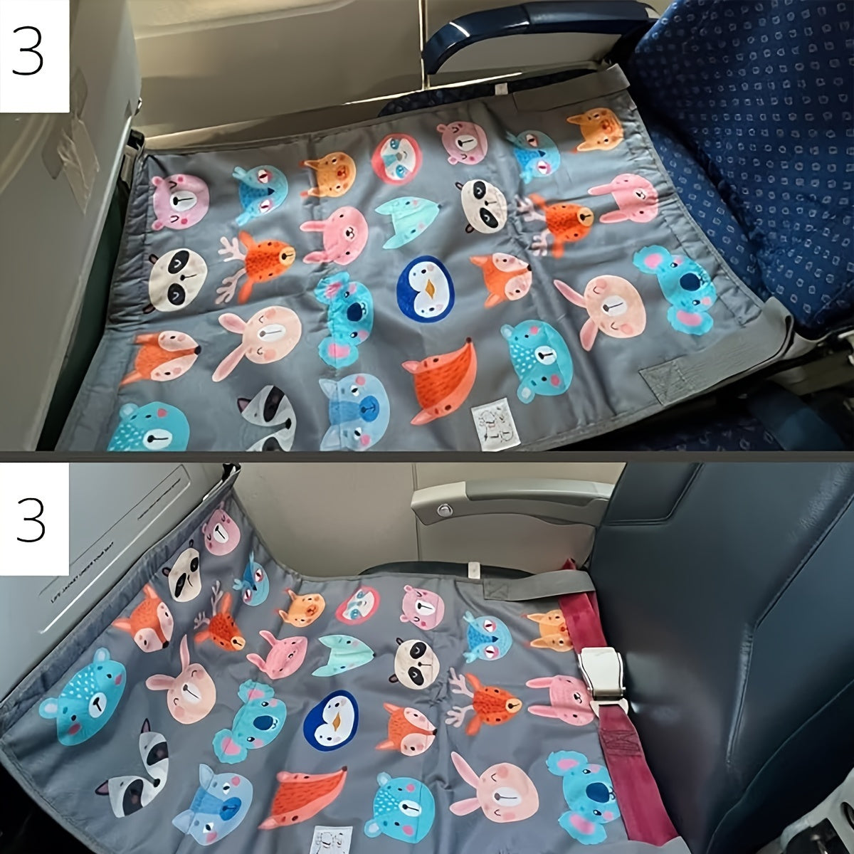 Kids Travel Footrest Hammock Non-Slip Portable Seat Extender Gray Pink Blue Black