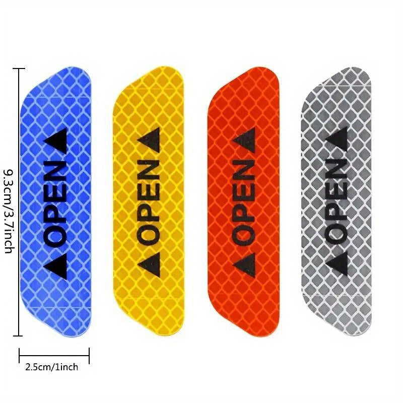 4 piezas de pegatinas reflectantes para puertas de coche, adhesivos de seguridad brillantes