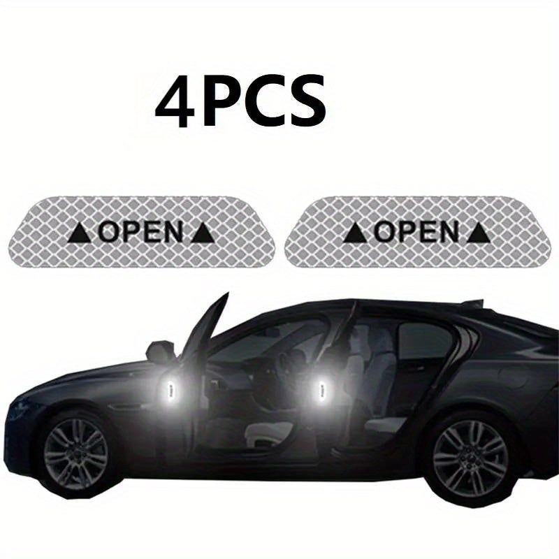 4 piezas de pegatinas reflectantes para puertas de coche, adhesivos de seguridad brillantes