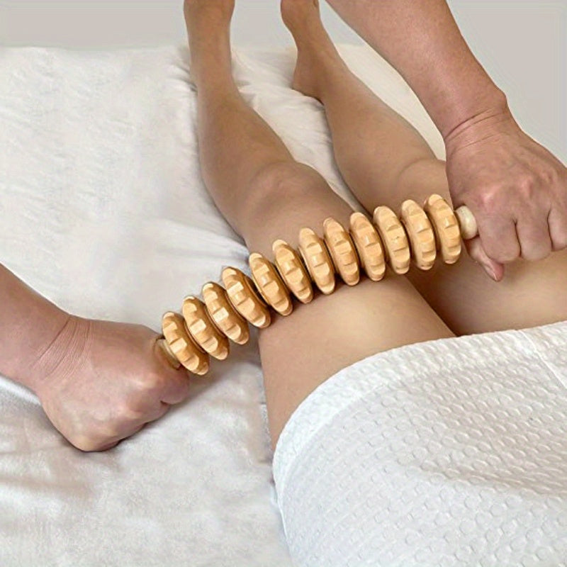 Wooden Body Massage Roller with Anti-Slip Handle for Arms Legs Thighs and Back