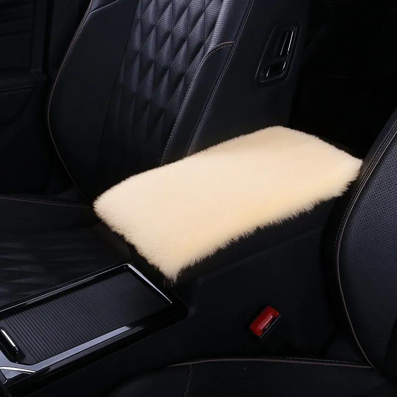 Women Soft Furry Plush Polyester Armrest Box Cover Center Console Pad