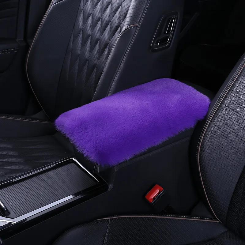 Women Soft Furry Plush Polyester Armrest Box Cover Center Console Pad