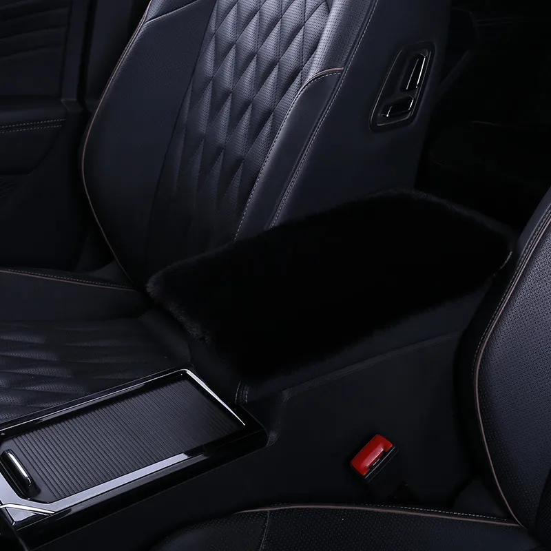 Women Soft Furry Plush Polyester Armrest Box Cover Center Console Pad