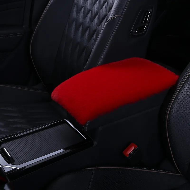 Women Soft Furry Plush Polyester Armrest Box Cover Center Console Pad