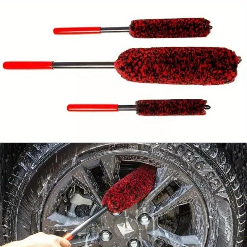Auto Detailing Brush Flexible Fleece Bristles for Car Rims and Tires