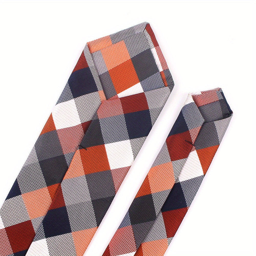 Men's Plaid Jacquard Necktie Polyester Woven Formal Wedding Tie