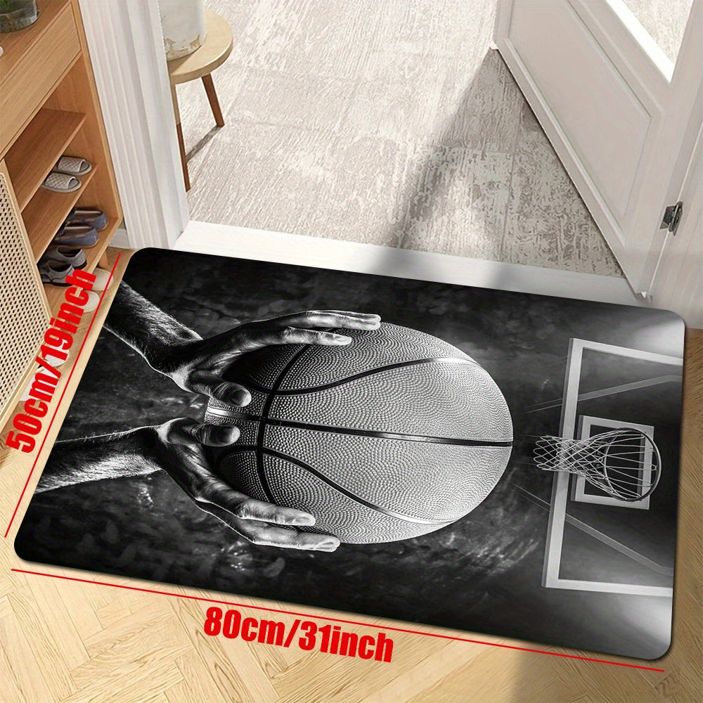 Basketball Dream Art Printed Floor Rug, Washable, Anti-Slip, Indoor Outdoor