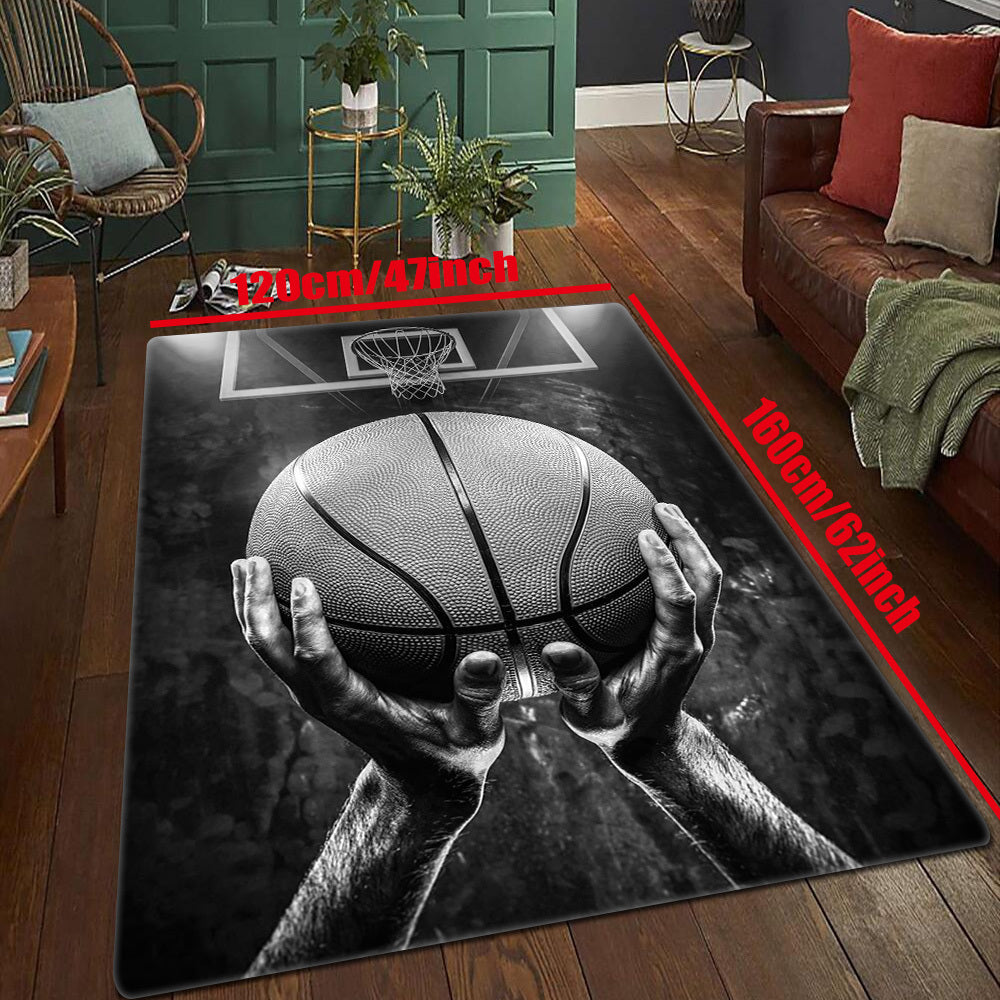 Basketball Dream Art Printed Floor Rug, Washable, Anti-Slip, Indoor Outdoor