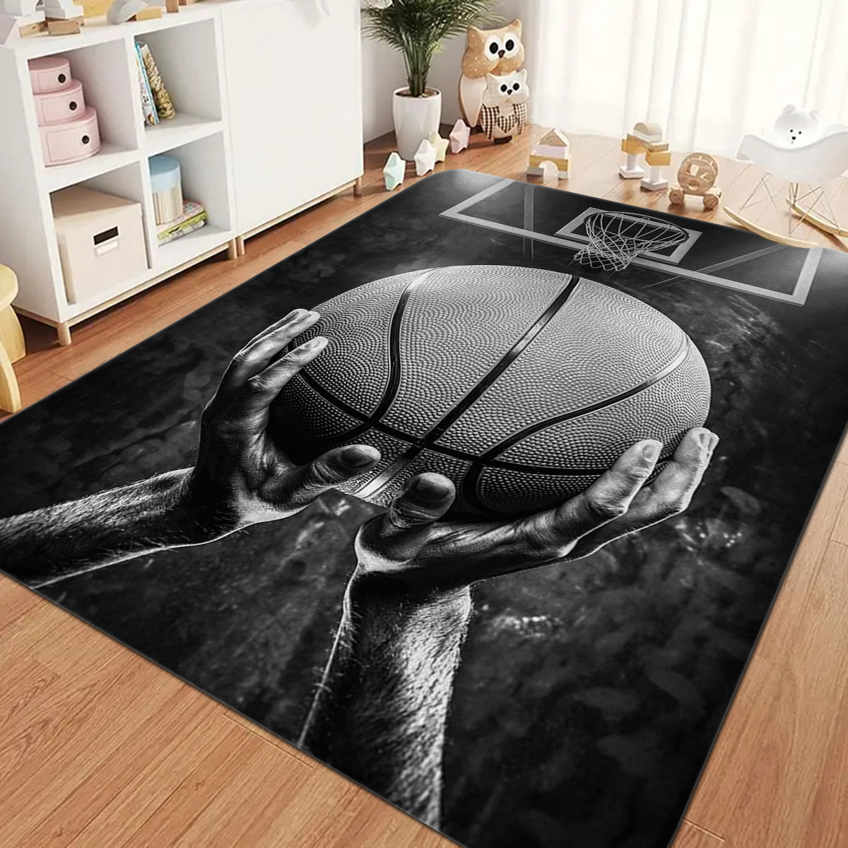 Basketball Dream Art Printed Floor Rug, Washable, Anti-Slip, Indoor Outdoor