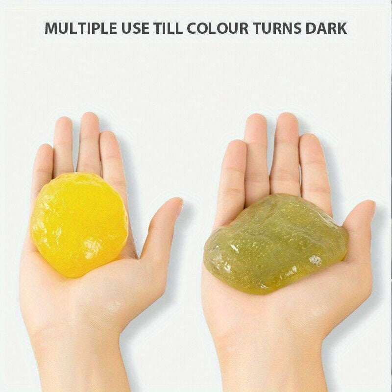 Silicone Dust Cleaning Gel for Cars, Laptops, and Home Surfaces, 70g, Yellow and Blue