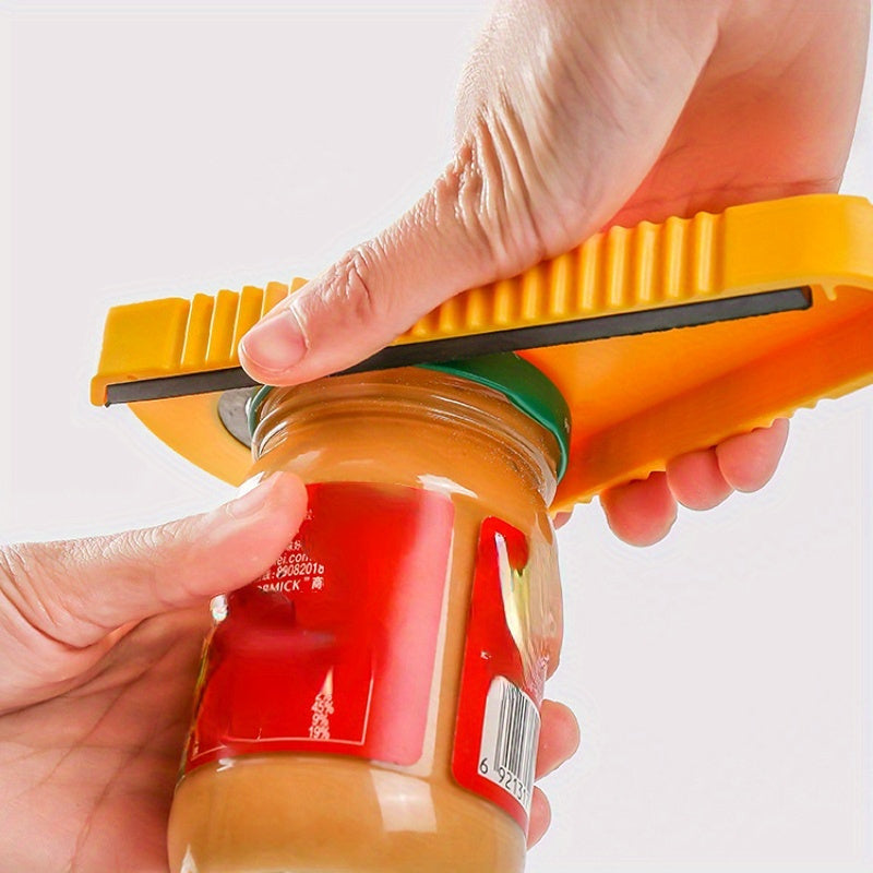 Multi-Purpose Plastic Bottle Opener with Yellow Grip and Green Base
