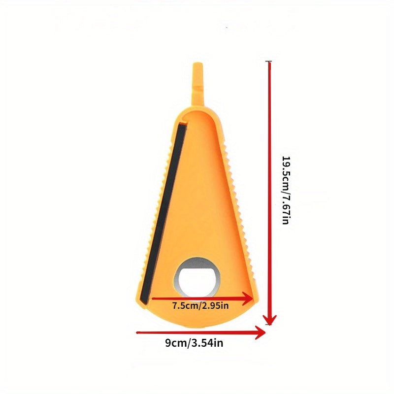 Multi-Purpose Plastic Bottle Opener with Yellow Grip and Green Base