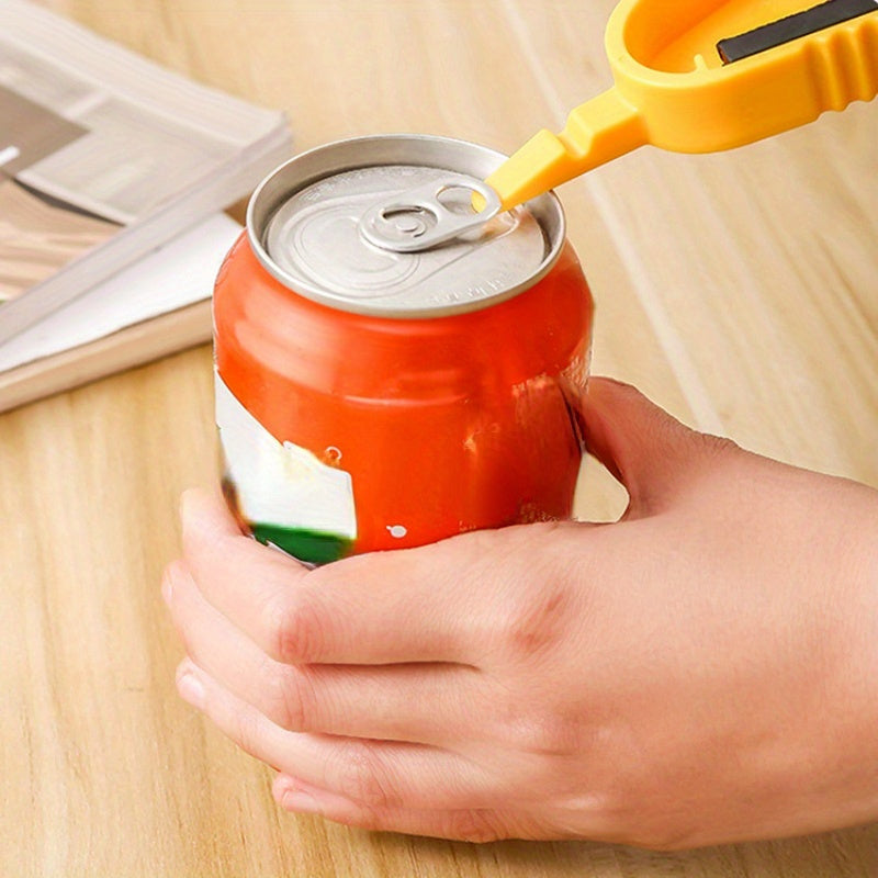 Multi-Purpose Plastic Bottle Opener with Yellow Grip and Green Base