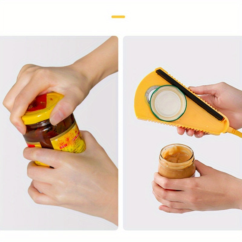 Multi-Purpose Plastic Bottle Opener with Yellow Grip and Green Base