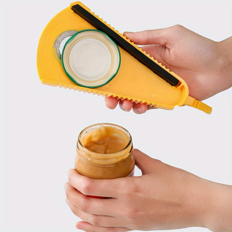 Multi-Purpose Plastic Bottle Opener with Yellow Grip and Green Base