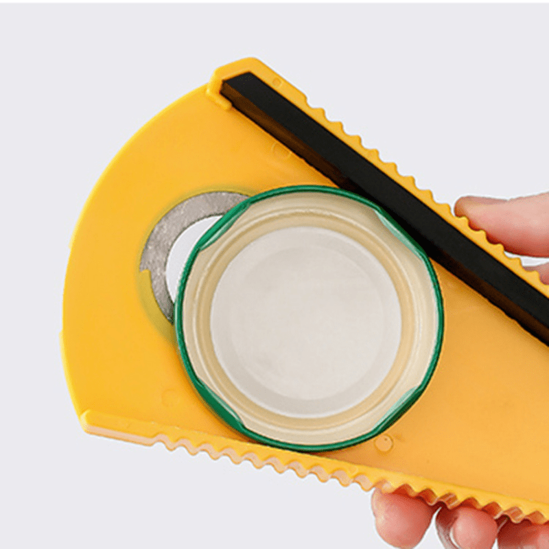 Multi-Purpose Plastic Bottle Opener with Yellow Grip and Green Base