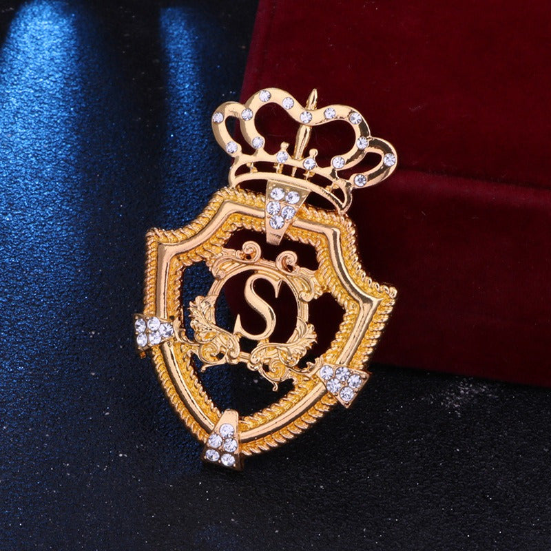 Men's Brooch Shield Badge S Lapel Pin Coat Accessory Stylish Jewelry