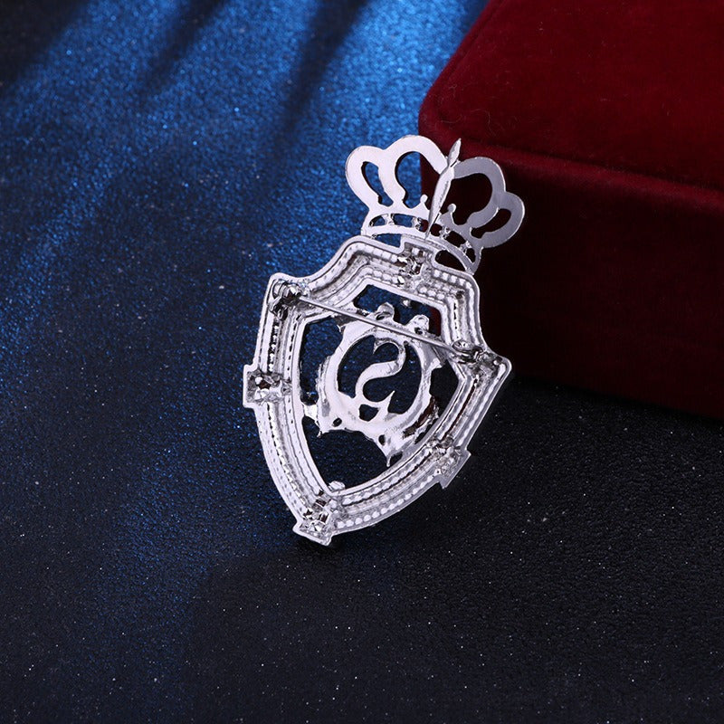 Men's Brooch Shield Badge S Lapel Pin Coat Accessory Stylish Jewelry