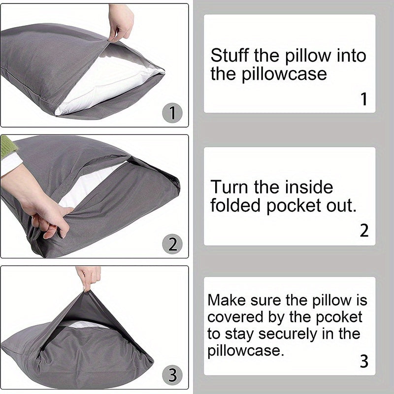 Fundas de almohada de poliéster bordadas de color sólido, resistentes a las arrugas, acogedoras, para cama