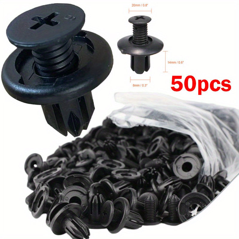 50Pcs Plastic Rivet Fasteners 8mm Push Clips for Car Door Panel Trim