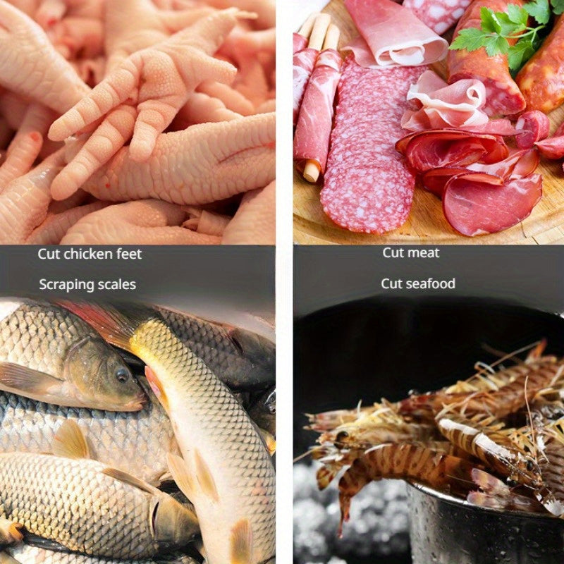 Og'ir yuk uchun zanglamaydigan po'latdan yasalgan oshxona qirqish uchun pichoq, avtomatik qaytish va alyuminiy tutqich bilan