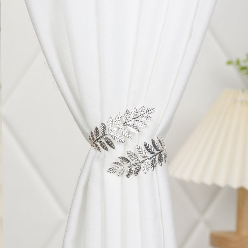 Decorative Boho Curtain Tieback with Golden Leaf Design for Window Decor